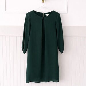 H&M Dark Green Long Sleeve Shift Dress